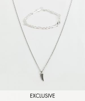 Набор из 2 предметов (ожерелье и браслет) эксклюзивно для ASOS-Серебряный Chained & Able