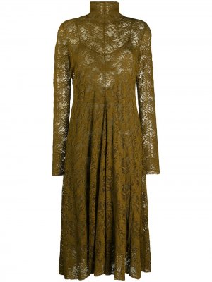 Кружевное платье миди Forte. Цвет: коричневый