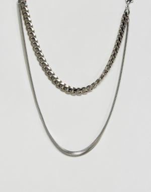 Двухъярусное ожерелье Gogo Philip. Цвет: серебряный