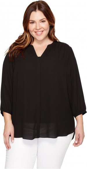 Блузка больших размеров с защипами, черный Nydj