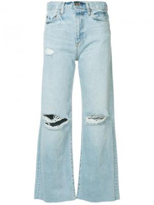 Укороченные расклешенные рваные джинсы Simon Miller. Цвет: синий