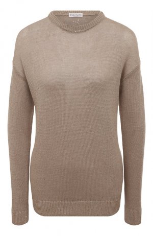 Пуловер изо льна и шелка Brunello Cucinelli. Цвет: бежевый
