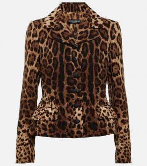 Жакет из шерстяного крепа с леопардовым принтом , мультиколор Dolce&Gabbana