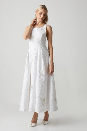 Украшенное жаккардовое свадебное платье премиум-класса с крестом на спине , белый Coast