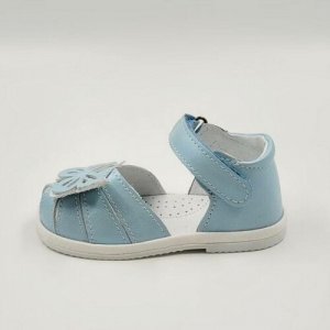 Сандалии для девочки на липучке кожаные с супинатором 120266 размер 19 праздничные малышам летняя обувь садика босоножки Фома. Цвет: голубой
