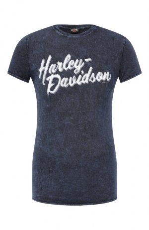 Хлопковая футболка Harley-Davidson. Цвет: синий