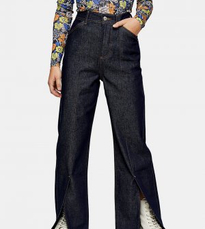 Прямые джинсы цвета индиго с разрезами по низу штанин -Фиолетовый цвет Topshop Petite
