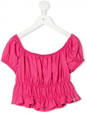 Укороченная блузка со сборками Miss Blumarine. Цвет: розовый