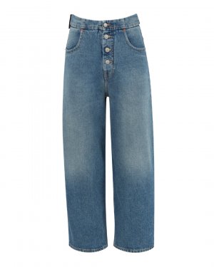 Укороченные джинсы MM6 Maison Margiela. Цвет: синий