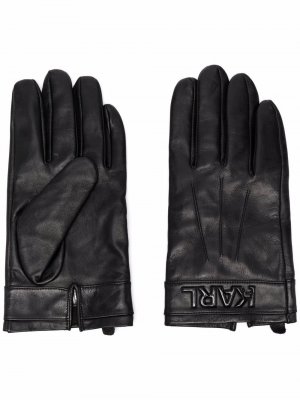 Кожаные перчатки K/Karl Karl Lagerfeld. Цвет: черный