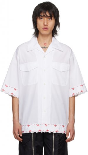 Белая рубашка с вышивкой , цвет Whie/White/Red Simone Rocha