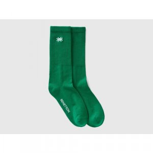 Носки унисекс , 1 пара, высокие, размер S INT, зеленый UNITED COLORS OF BENETTON. Цвет: зеленый/зелeный