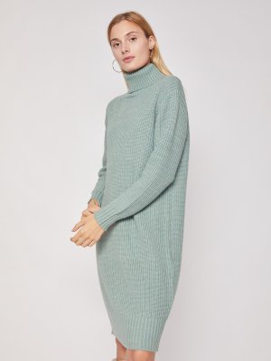Вязаное платье-свитер zolla. Цвет: светло-зеленый