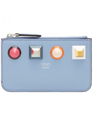 Ключница с заклепками и логотипом Fendi. Цвет: синий