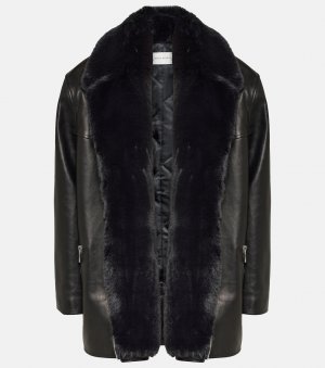Кожаная куртка с отделкой из искусственного меха, черный Magda Butrym