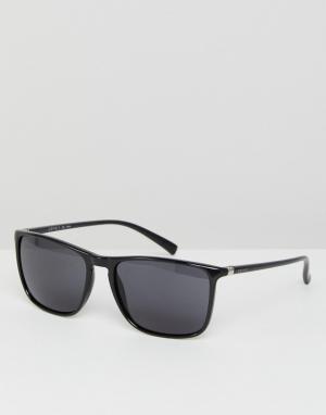Квадратные солнцезащитные очки в черной оправе Esprit. Цвет: коричневый