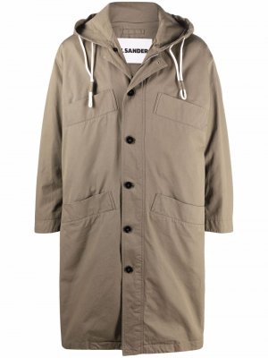 Oversized hooded parka coat Jil Sander. Цвет: зеленый