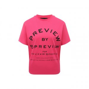 Хлопковая футболка 5PREVIEW. Цвет: розовый
