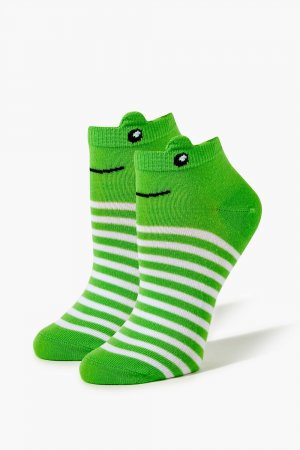 Полосатые носки до щиколотки с лягушкой , зеленый Forever 21