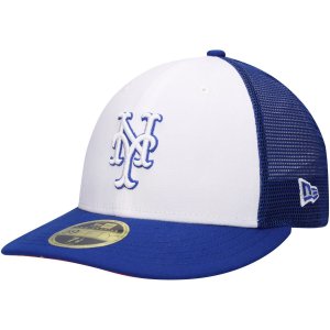 Мужская кепка New Era Royal/White York Mets 2023 для тренировок на поле, низкопрофильная 59FIFTY Облегающая шляпа