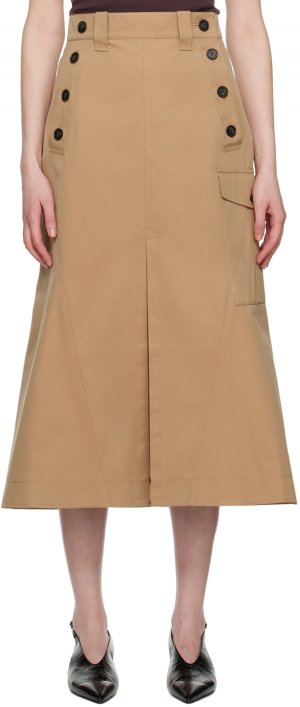 Светло-коричневая юбка-миди с карманами-карго Erdem