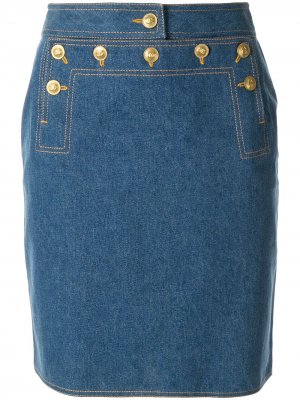 Джинсовая юбка с клапаном на пуговицах Chanel Pre-Owned. Цвет: синий