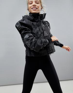 Спортивная куртка со светоотражающим принтом и объемными рукавами ASOS 4505. Цвет: черный