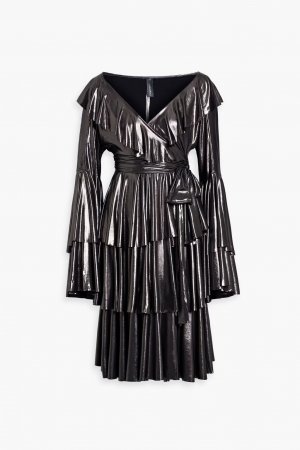 Платье с запахом и джерси оборками эффектом металлик , бронза Norma Kamali
