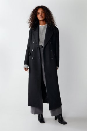 Двубортное пальто премиум-класса из итальянской шерсти, сшитое по индивидуальному заказу , черный Warehouse