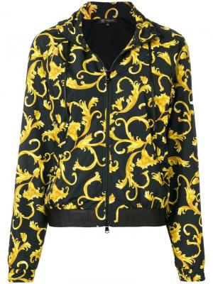 Куртка-бомбер с барочным узором Versace. Цвет: черный