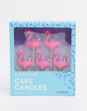Набор из 5 свечей в форме фламинго -Розовый Sunnylife
