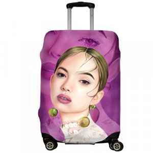 Чехол для чемодана , размер L, коричневый, бежевый LeJoy. Цвет: коричневый/бежевый/фиолетовый/розовый
