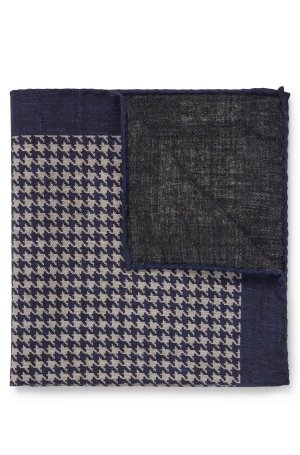 Платок Printed Pocket Square In Cotton And Wool, темно-синий/бежевый Hugo Boss