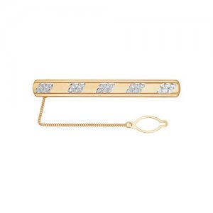Золотой зажим для галстука со ступенями и полосками алмазной грани SOKOLOV