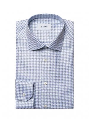 Рубашка из роскошного твила с узором «гусиные лапки» современного кроя , синий Eton
