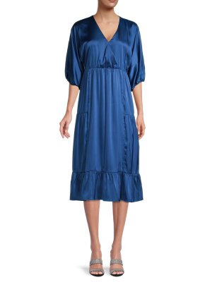 Атласное многоярусное платье-миди Blue Collective Concepts