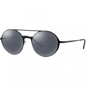 Солнцезащитные очки, круглые, оправа: металл, с защитой от УФ, зеркальные, черный Italia Independent. Цвет: черный
