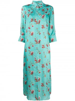 Платье-рубашка с цветочным принтом R13. Цвет: зеленый