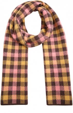 Кашемировый шарф в разноцветную клетку Marc Jacobs. Цвет: розовый
