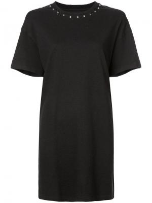 Платье-футболка с заклепками Current/Elliott. Цвет: черный