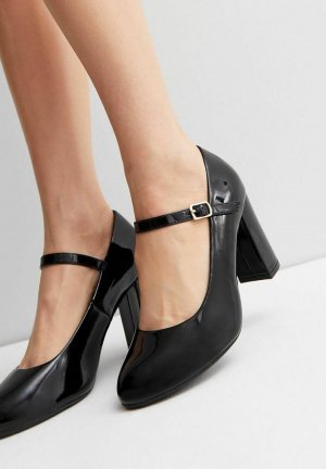 Туфли Wide Fit Patent Heel Court , черный New Look