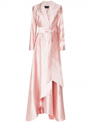 Платье макси с длинными рукавами и поясом RASARIO. Цвет: розовый