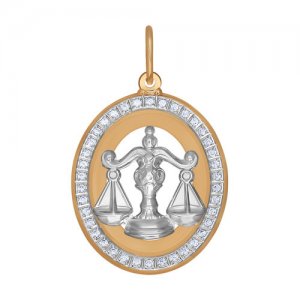 Подвеска знак зодиака из комбинированного золота с фианитами SOKOLOV