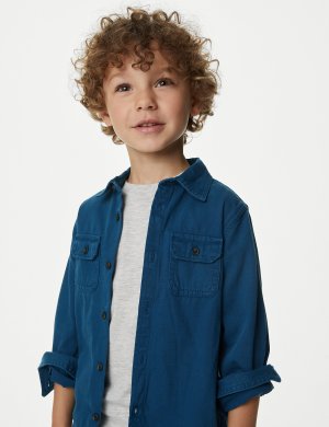 Комплект из 2 рубашек и футболок чистого хлопка (2–8 лет) , синий Marks & Spencer