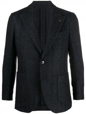 Однобортный пиджак с узором шеврон Gabriele Pasini. Цвет: синий