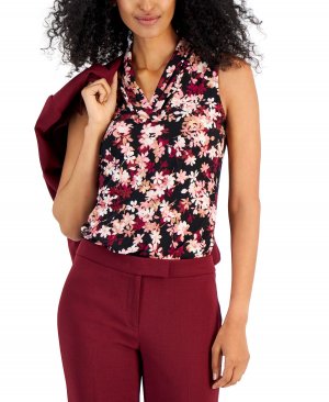 Женская блузка без рукавов с тройными складками и цветочным принтом Anne Klein