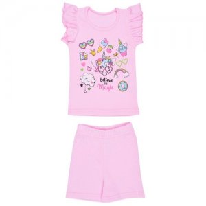 Пижама на девочку П-021 розовая 9 месяцев MAMI. Цвет: розовый
