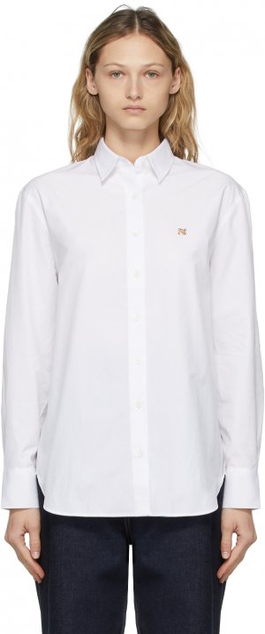 White Fox Head Embroidery Classic Shirt Maison Kitsuné. Цвет: white