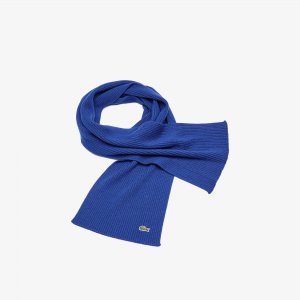 Шапки, шарфы и перчатки Шерстяной шарф Lacoste. Цвет: синий