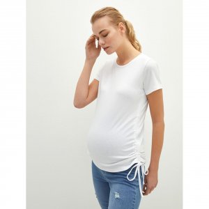 Блузка для беременных с круглым вырезом и прямой талией оборками короткими рукавами LC Waikiki